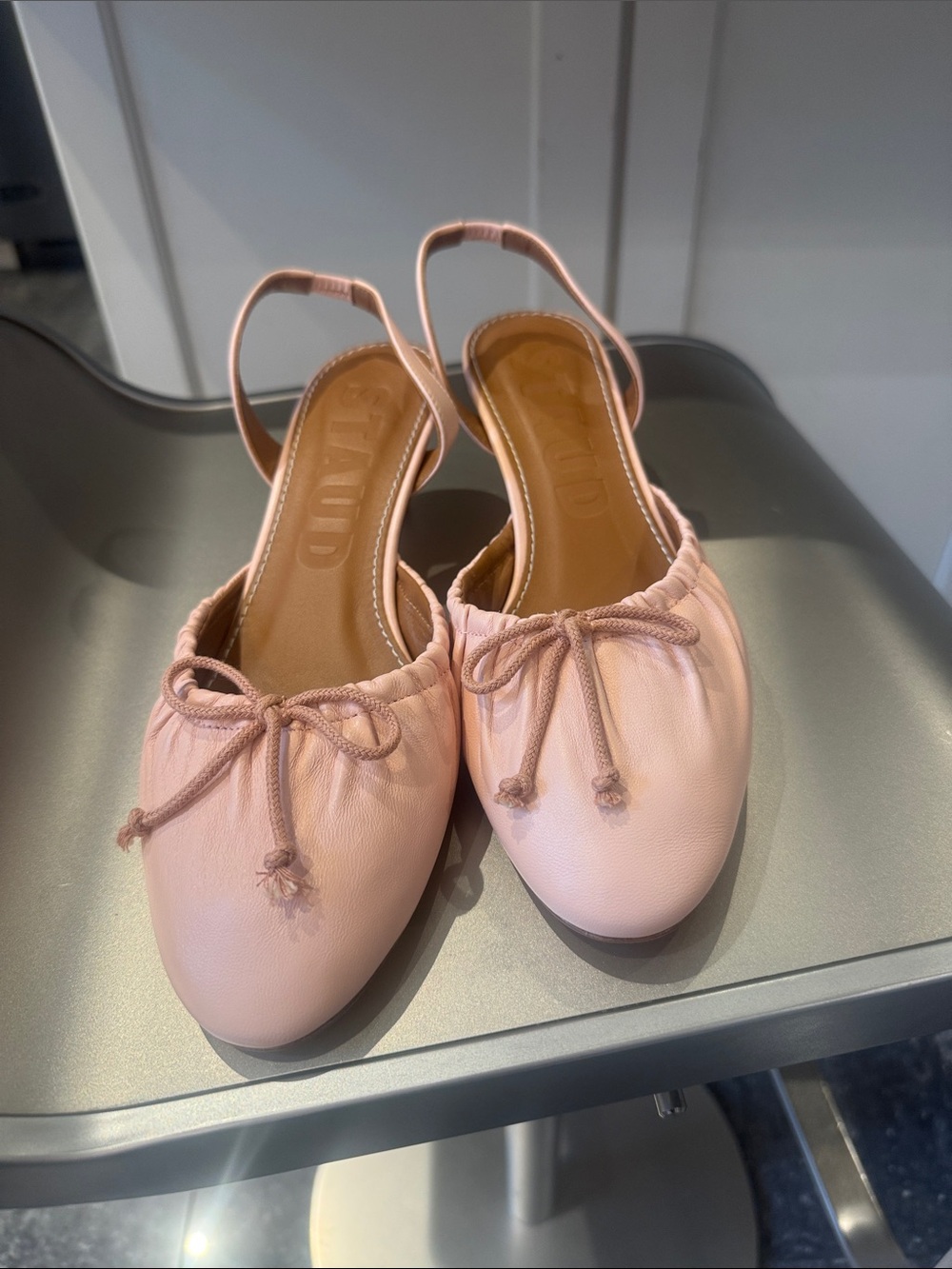 NIB STAUD Alba Blush Pink Ballet Slingback Kitten Heel - Picture 2 of 8